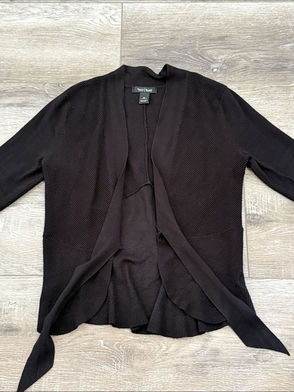 White House Black Market Black Tie-Front Open Cardigan